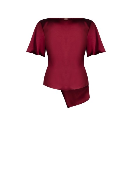 Satijnen blouse met rimpeldetail aan één zijkant Rinascimento