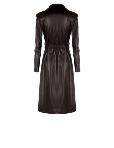 Manteau long en simili-cuir avec fourrure synthétique amovible Rinascimento