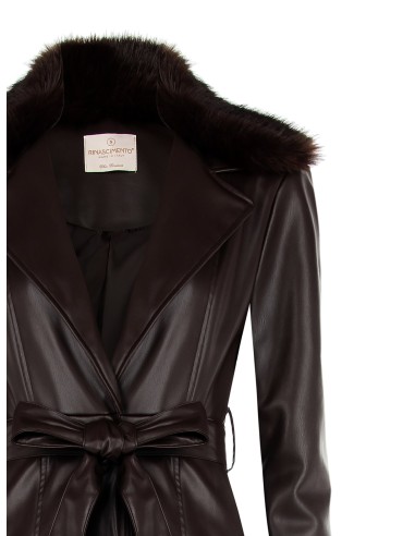 Manteau long en simili-cuir avec fourrure synthétique amovible Rinascimento