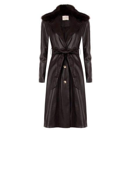 Manteau long en simili-cuir avec fourrure synthétique amovible Rinascimento