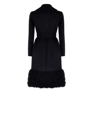 Manteau long en velours avec ceinture coordonnée et fourrure synthétique Rinascimento