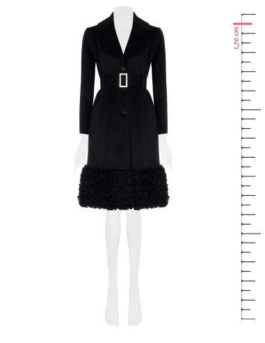 Manteau long en velours avec ceinture coordonnée et fourrure synthétique Rinascimento