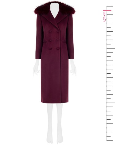 Rinascimento Manteau long plié à col en fourrure synthétique amovible