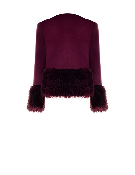 Manteau court avec ourlets et poignets en fourrure synthétique Rinascimento
