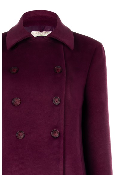 Manteau long croisé en velours avec boutons ton sur ton Rinascimento