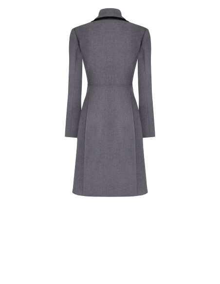 Manteau long cintré à revers et boutons en similicuir Rinascimento