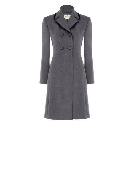 Manteau long cintré à revers et boutons en similicuir Rinascimento