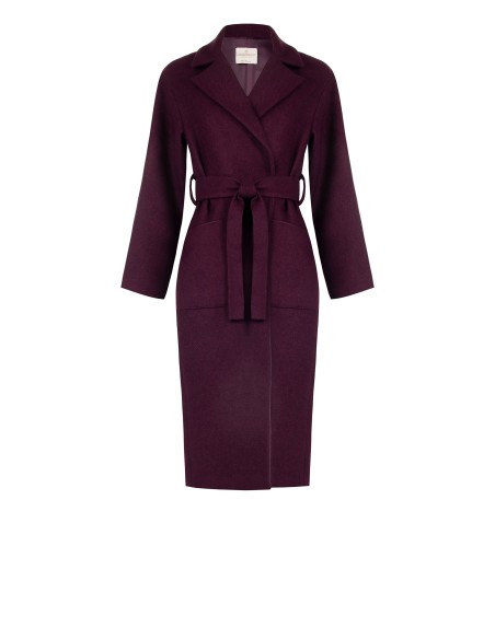 Manteau long type trench avec 2 broches en forme de fleur et ceinture assortie Rinascimento