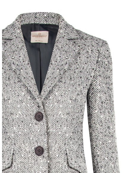 Manteau mi-long à chevrons avec paillettes Rinascimento