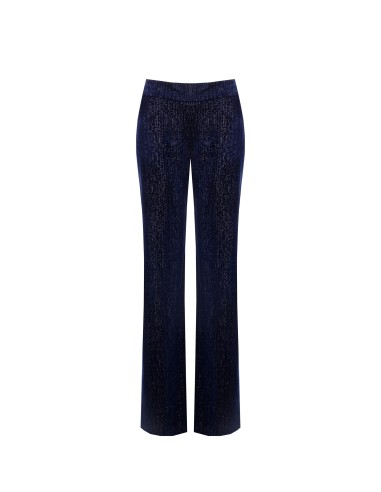 Pantalon palazzo en velours avec finition pailletée et fermeture éclair latérale Rinascimento