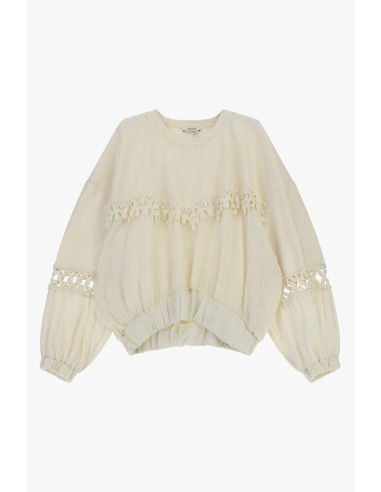 Sweat ample avec détails ajourés et empiècements brodés Dixie