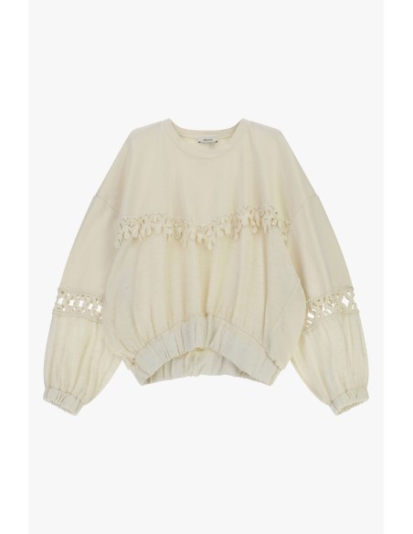 Sweat ample avec détails ajourés et empiècements brodés Dixie