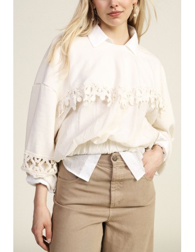 Sweat ample avec détails ajourés et empiècements brodés Dixie