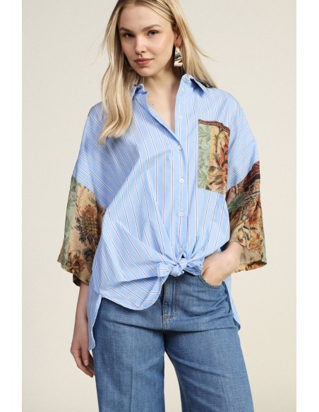 Chemisier noué avec empiècements patchwork Dixie