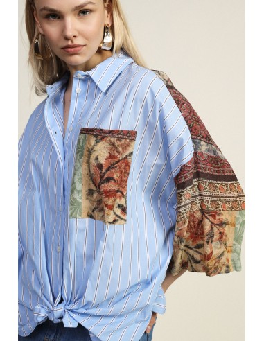 Dixie overhemd met knoop en patchwork