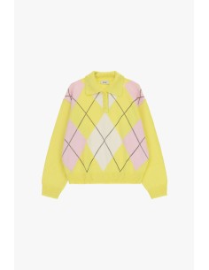 Pull à losanges avec col montant et boutons Dixie 2