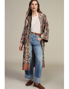 Veste-chemise longue à motif paisley et imprimé animalier Dixie