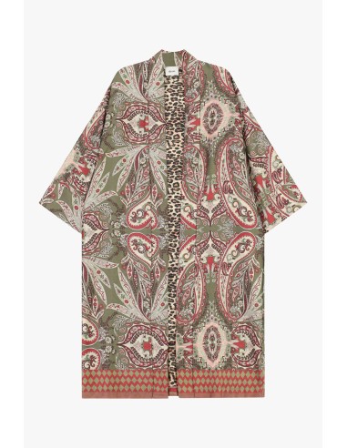 Veste-chemise longue à motif paisley et imprimé animalier Dixie