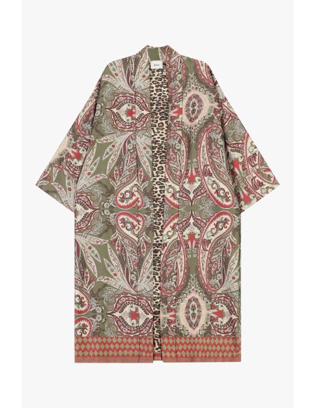 Veste-chemise longue à motif paisley et imprimé animalier Dixie
