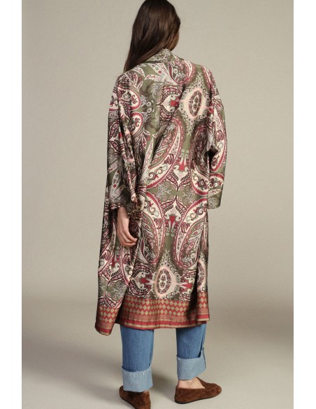 Lange overhemdjas met paisley- en dierenprint Dixie