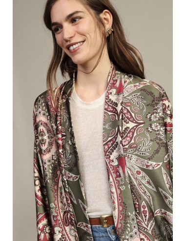 Veste-chemise longue à motif paisley et imprimé animalier Dixie