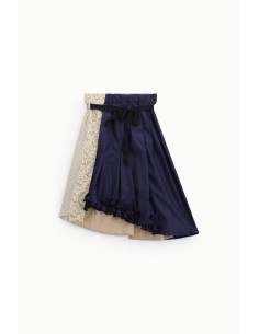 Midi-patchworkrok met ruches en riem van Dixie 2