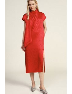 Midi-jurk met gedrapeerde hals en geometrisch patroon Dixie