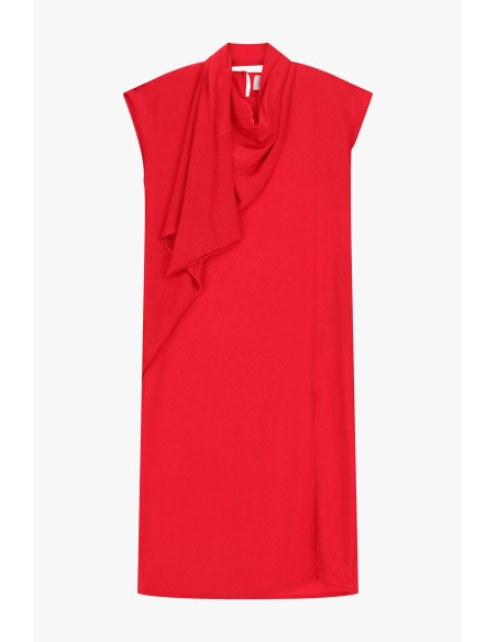 Robe midi à col drapé et motif géométrique Dixie