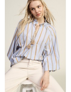 Gestreepte blouse met wijde mouwen en striklint van Dixie