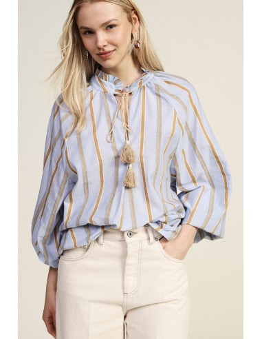 Blouse à rayures avec manches amples et lien Dixie