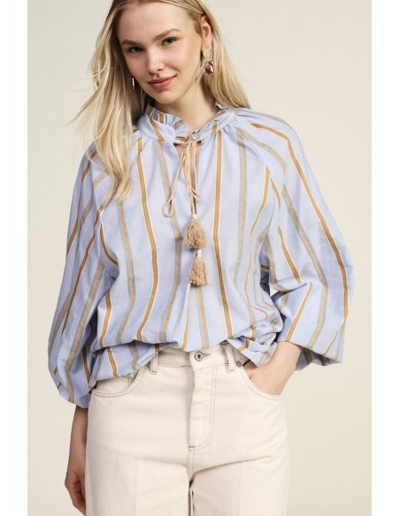 Gestreepte blouse met wijde mouwen en striklint van Dixie