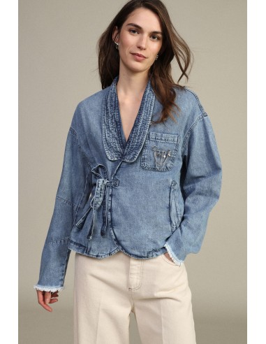 Veste en jean avec fermeture croisée et petite poche Dixie