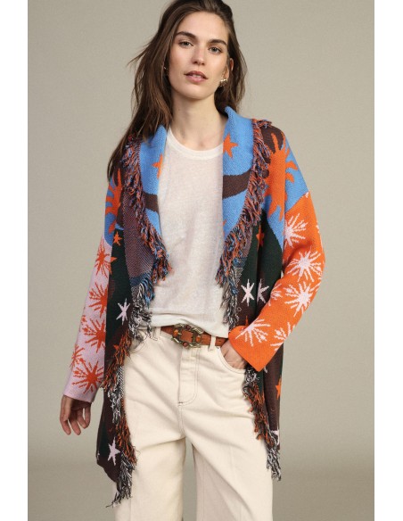 Cardigan fantaisie à étoiles avec ceinture et franges Dixie