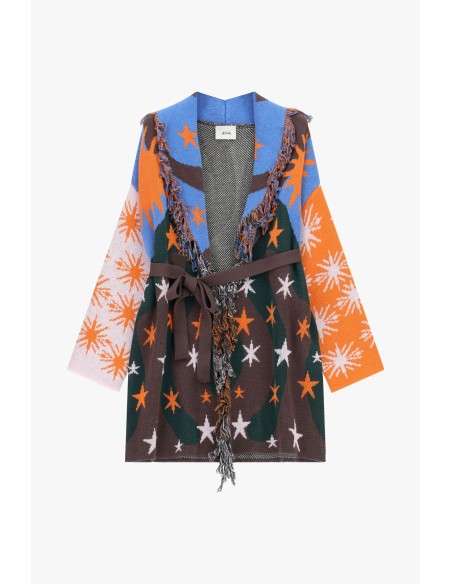 Cardigan fantaisie à étoiles avec ceinture et franges Dixie