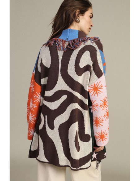 Cardigan fantaisie à étoiles avec ceinture et franges Dixie