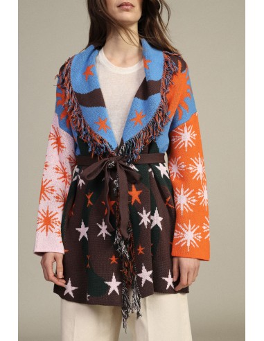 Cardigan fantaisie à étoiles avec ceinture et franges Dixie