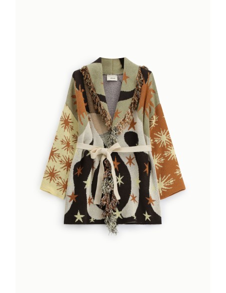 Cardigan fantaisie à étoiles avec ceinture et franges Dixie