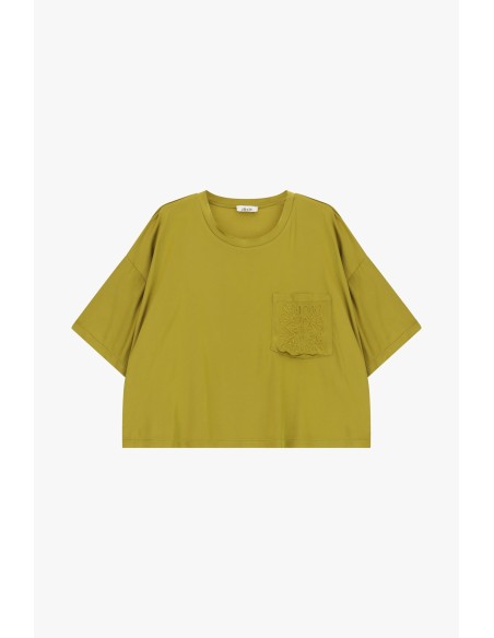 T-shirt boxy avec poche brodée Dixie