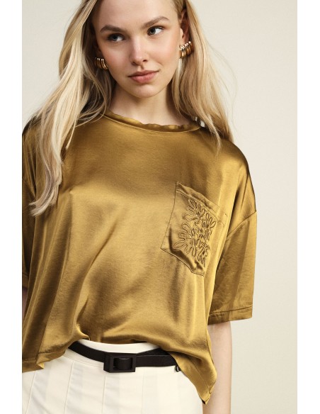 T-shirt boxy avec poche brodée Dixie