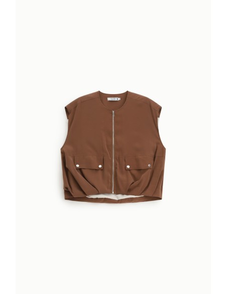 Gilet court avec fermeture éclair et poches frontales Please