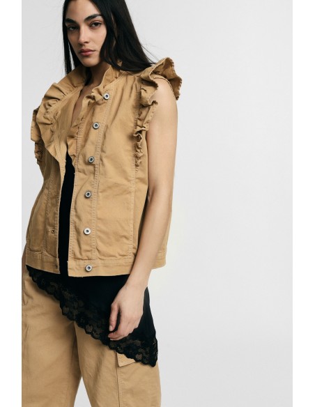 Gilet sans manches avec volants sur le devant Please