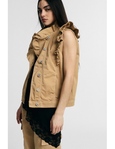 Mouwloos gilet met ruches aan de voorkant Please
