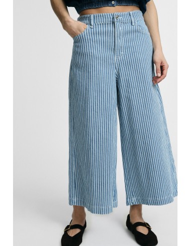 Gestreepte cropped jeans met wijde pijpen Please