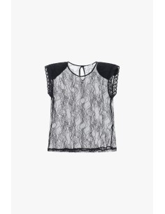 Top en dentelle transparente à manches courtes Please 2