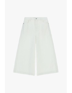 Pantalon palazzo cropped à motif en relief Please 2