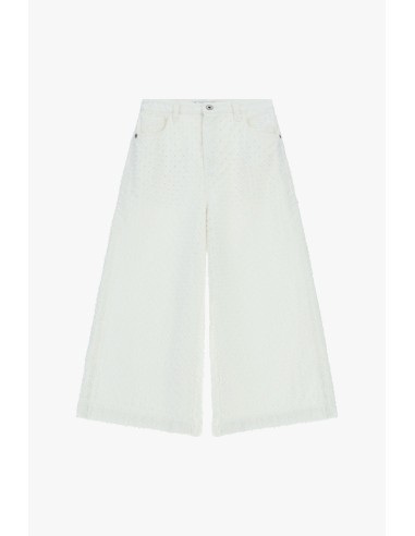 Pantalon palazzo cropped à motif en relief Please