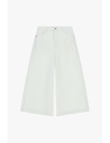 Cropped palazzo-broek met reliëfpatroon Please