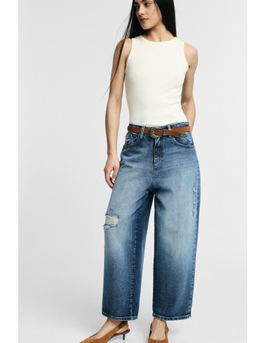 Jean à jambes larges avec détails effet usé, s’il vous plaît