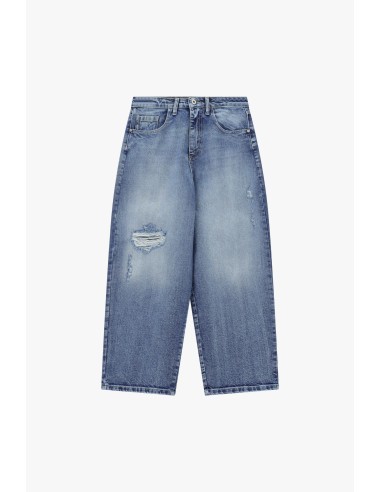 Jean à jambes larges avec détails effet usé, s’il vous plaît