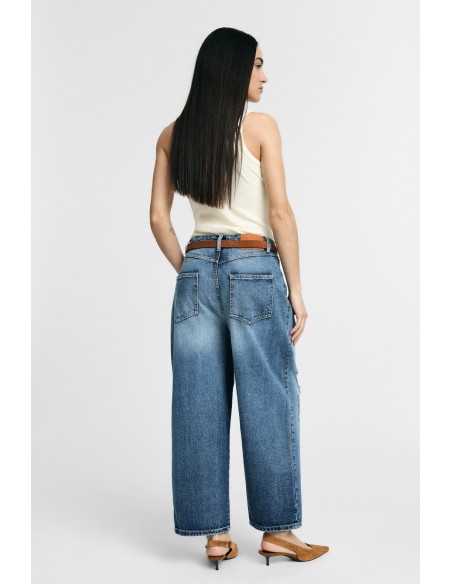 Jean à jambes larges avec détails effet usé, s’il vous plaît